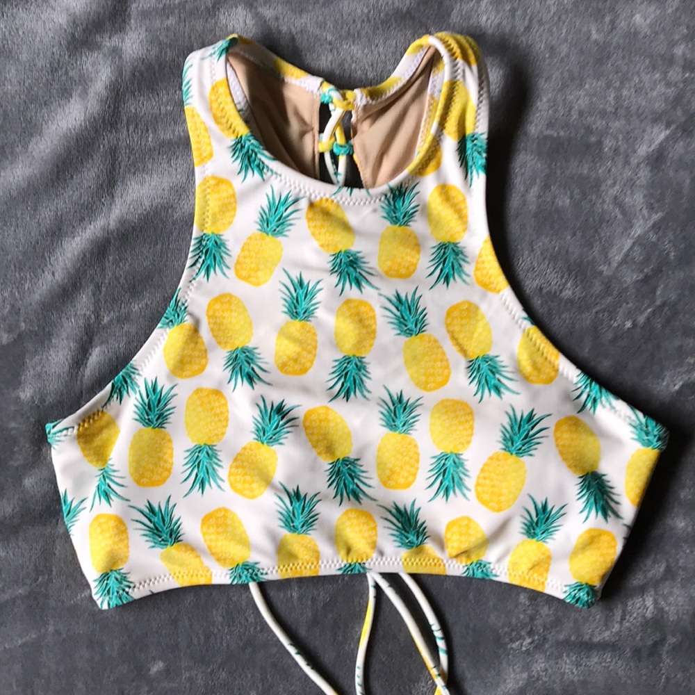 Old Navy high neck swim top with lace up back